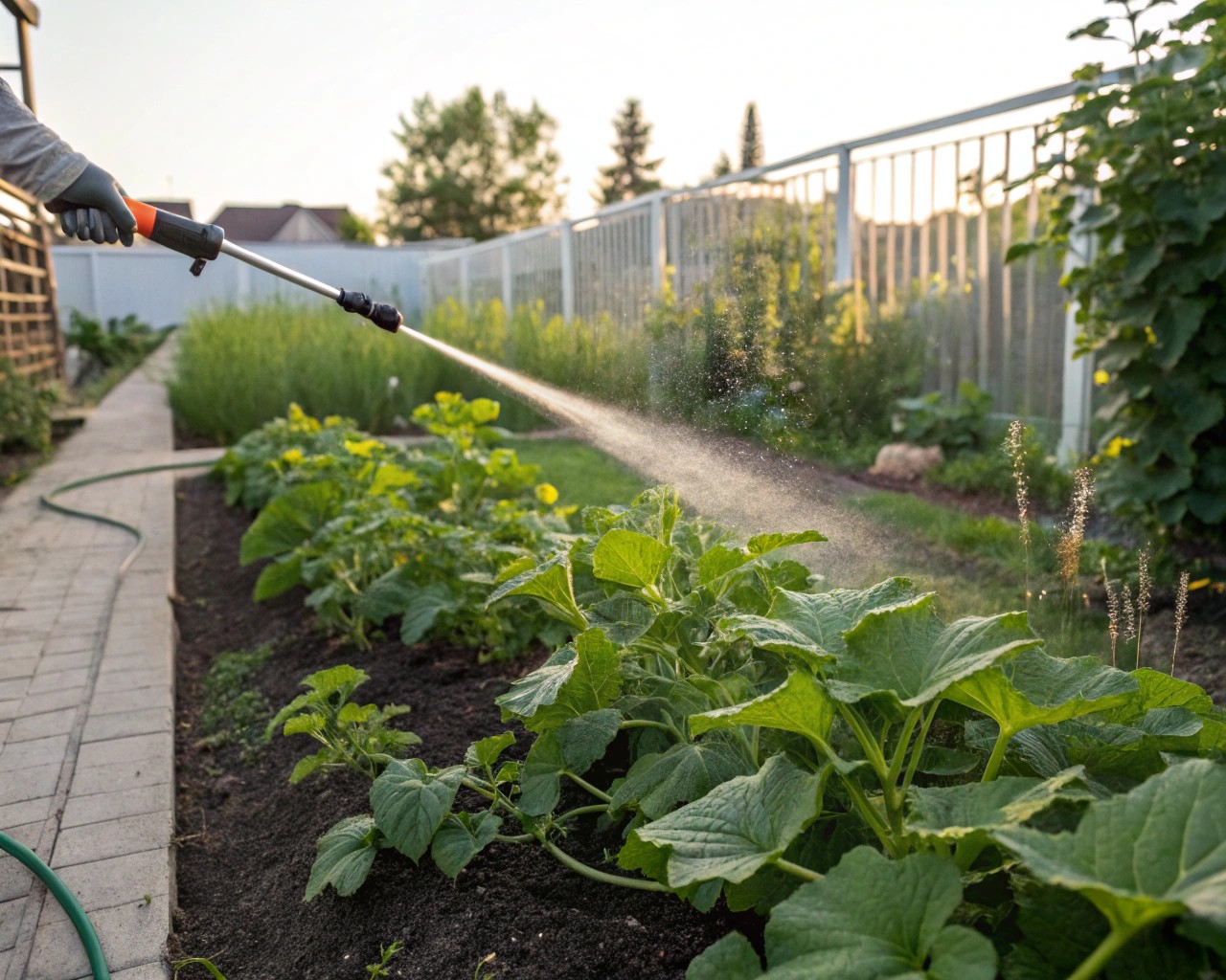 A responsible approach to applying chemical controls in residential gardens, focusing on targeted treatments to minimize impact on beneficial insects.