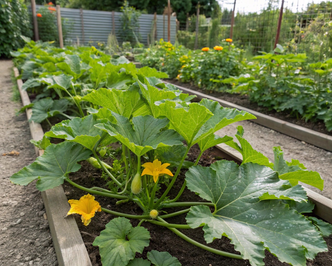 Cultural practices such as proper spacing and irrigation help reduce disease risk in zucchini gardens.