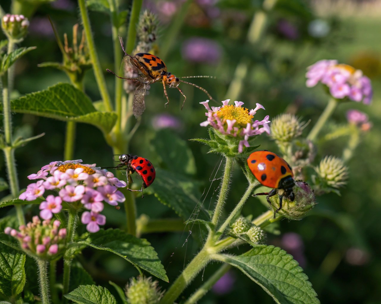 Employing biological control options in home gardens by encouraging natural predators to manage squash bug populations.