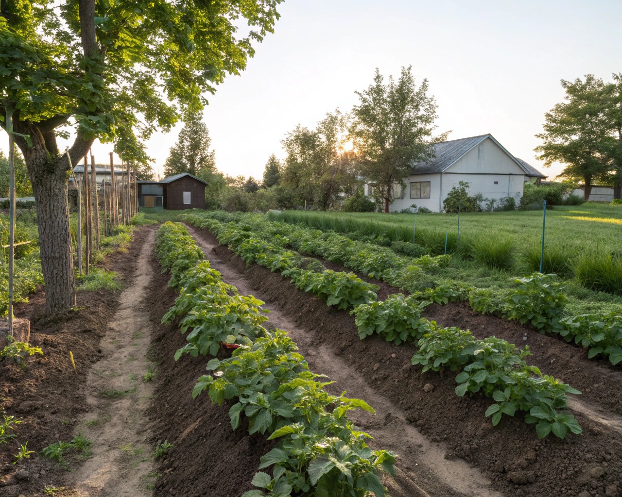 Illustration of the underground growth of potato tubers through effective hilling.