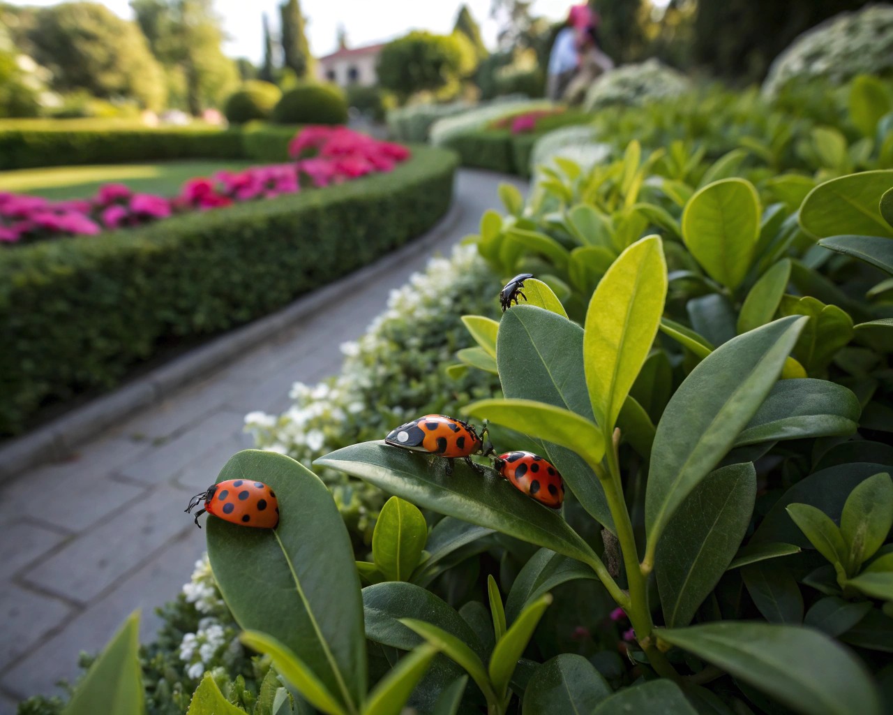 Implementing organic pest and disease management strategies in a residential setting.