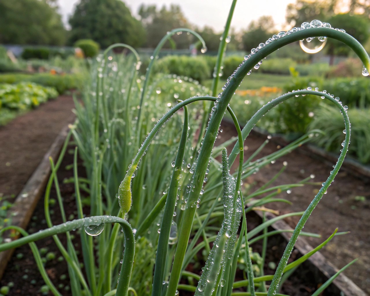 Timing matters: Garlic scapes at their peak harvest stage.